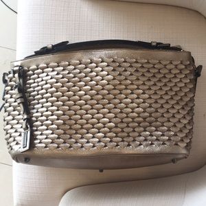 Burberry Platinum Woven Leather Bag